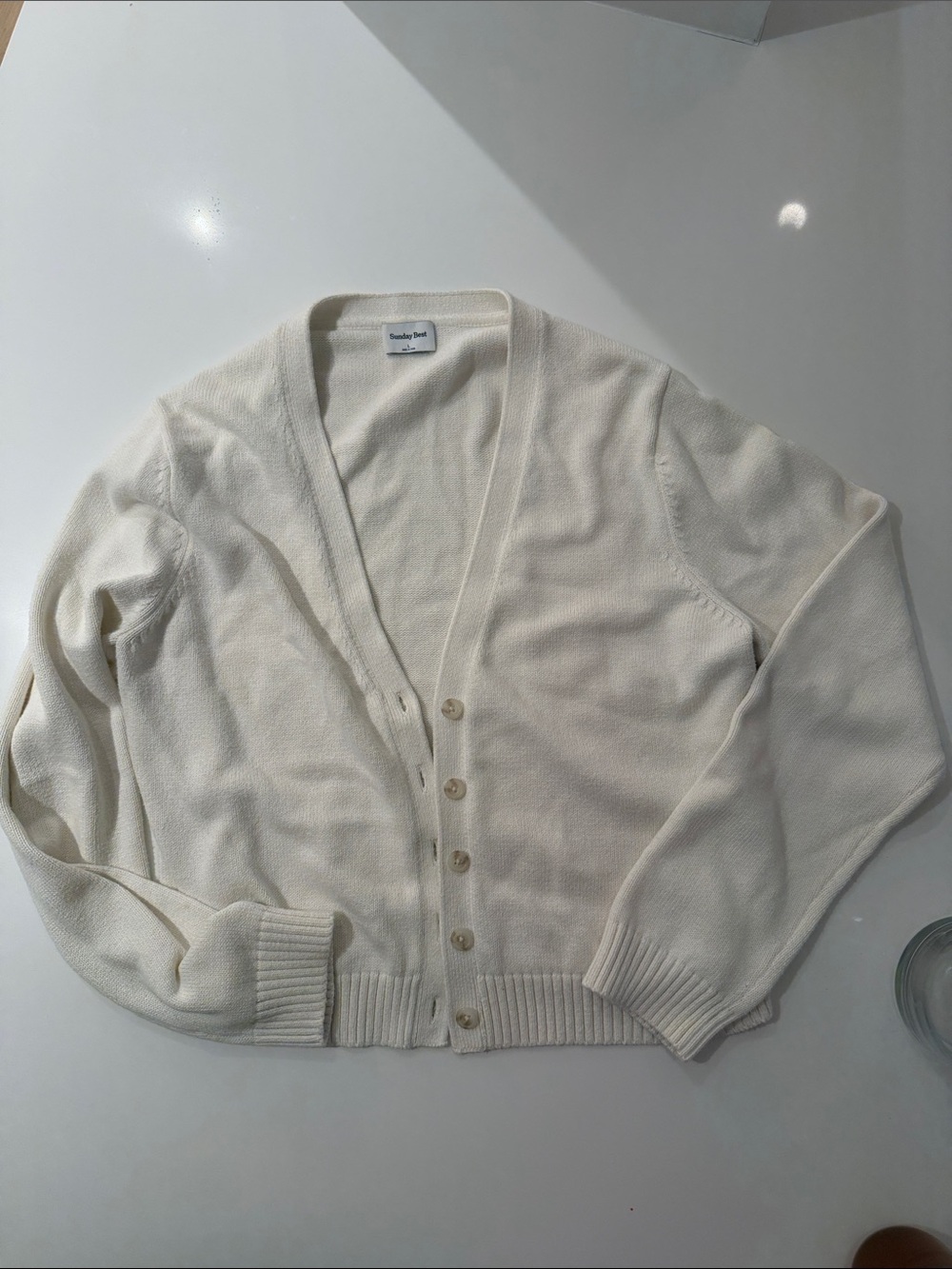 Sunday Best Ivory Button-Front V-Neck Cardigan
